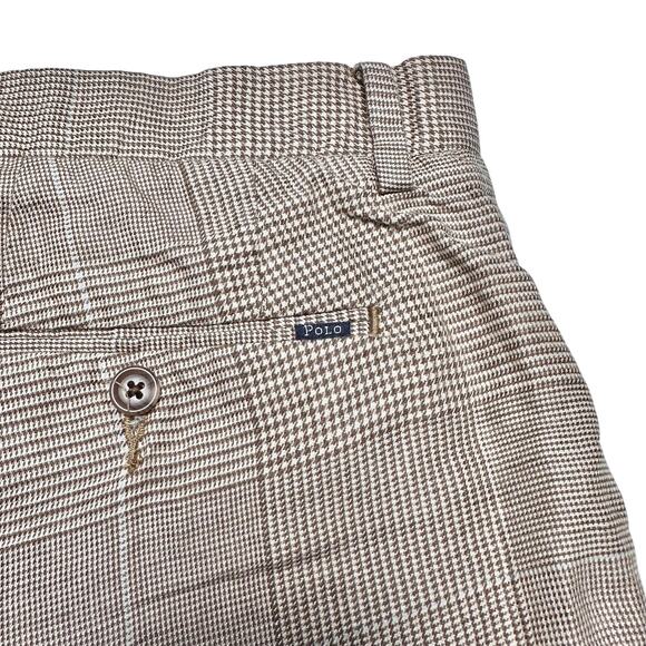 Polo Ralph Lauren | Men | Tan Linen Blend 9 Inch Glen Plaid Shorts | Sz 36 - Picture 10 of 10